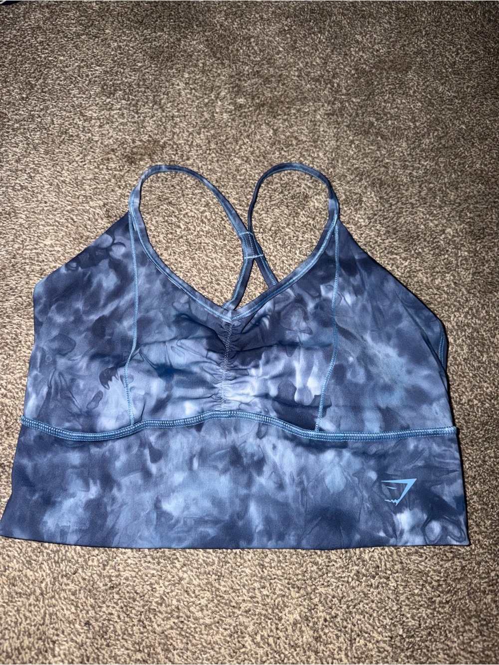 Gymshark Blue Tie-Dye Crisscross Sports Bra